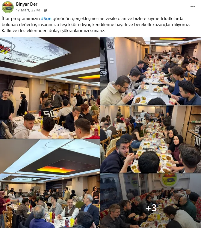 Derneğimizde ramazan ayı boyunca her gün iftar programları düzenlendi.